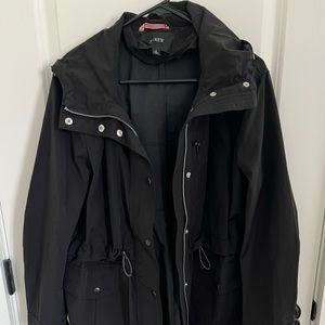 JCrew black raincoat.
